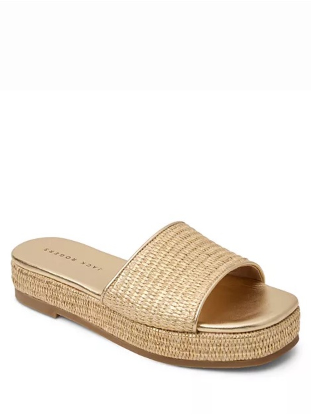 Jack Rogers Bay Raffia Flatform Sandals Gold Woven Slide Sandal - Women's 10
